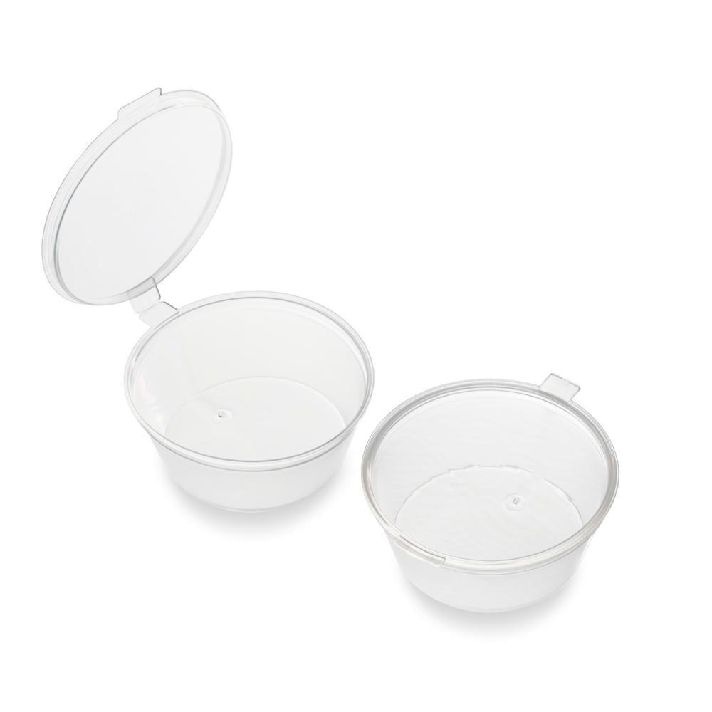 2oz MICROWAVE PORTION POT ROUND PP (56ML/2OZ) CLEAR HINGE