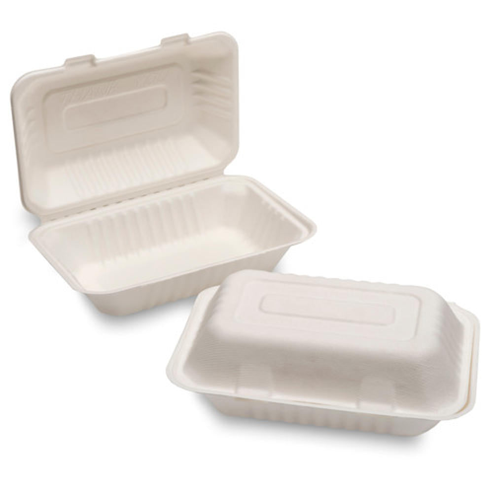HB10 NATURAL L. BAGASSE F+C BOX (250X155X60MM/10X6X2.5) MEDIUM WHITE