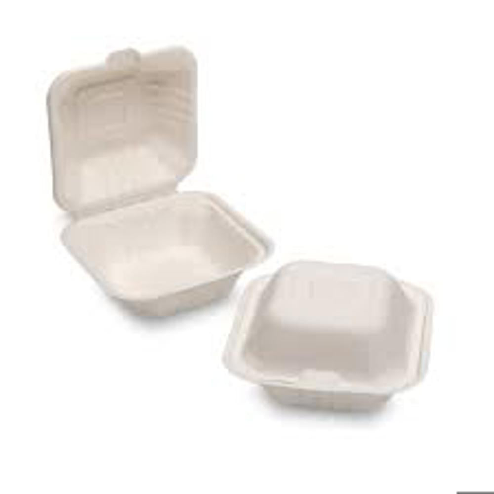 HB6 BAGASSE BURGER BOX (152X152X78MM/6") WHITE (HP6) NEW PACK