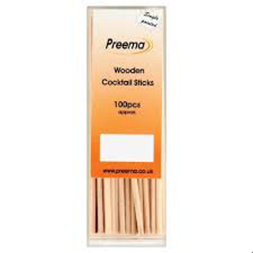 PREEMA WOODEN COCKTAIL STICKS 12x100pcs