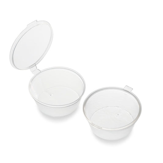 2oz MICROWAVE PORTION POT ROUND PP (56ML/2OZ) CLEAR HINGE