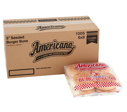 AMERICAN SEEDED BURGERS BUNS 5Inc(48PCS)-8PCS(116-124mm)