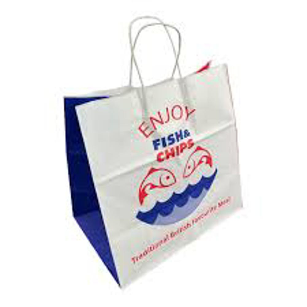 FISH&CHIPS TWISTED WHITE  BAGS LARGE (280X170X290MM)
