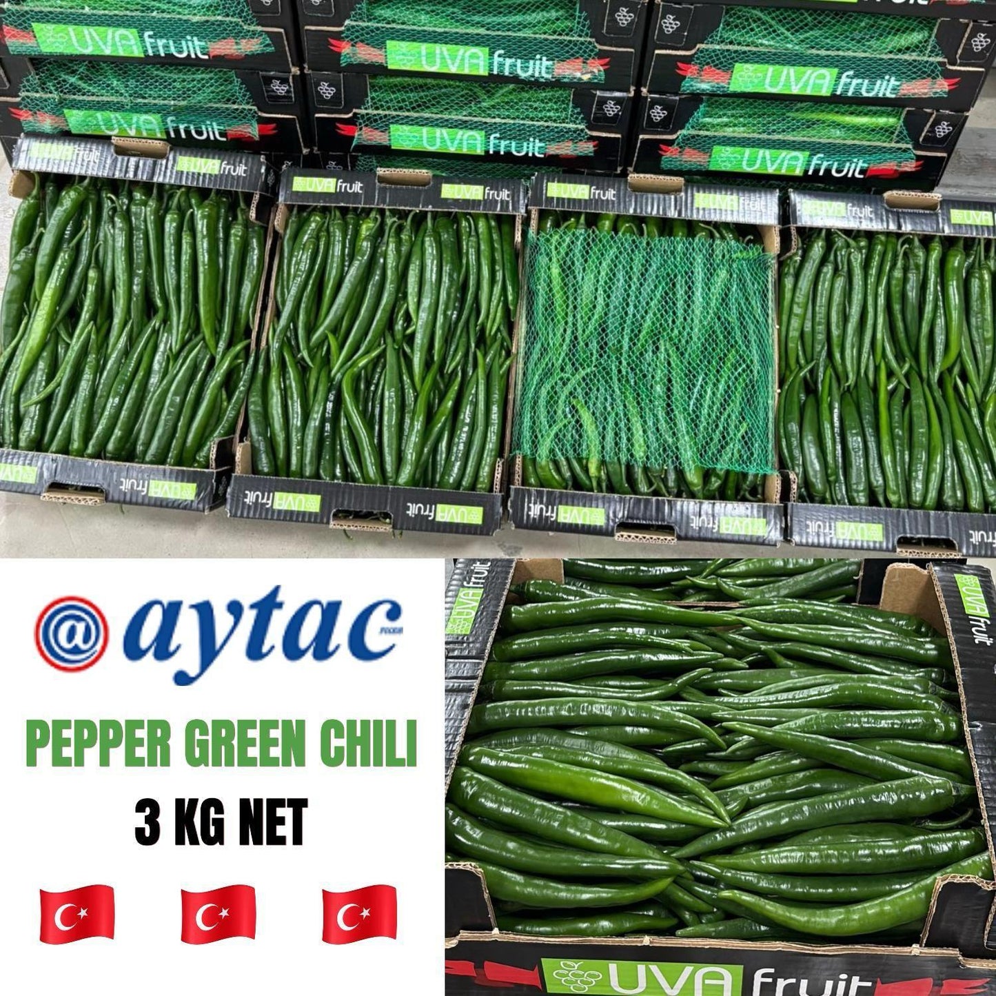 PEPPER CHILI GREEN (PREPACK) 12X250 GR -TRVEG