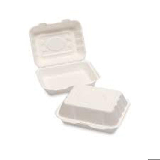 HB9 NATURAL L. BAGASSE F+C BOX (190X150X70MM/7.5X6X2.5) SMALL WHITE