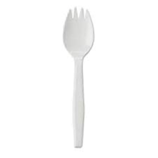 HRD CARIZMA WHITE PP (150MM/5.9Inc) SALAD FORK (SPORK)-100PCS