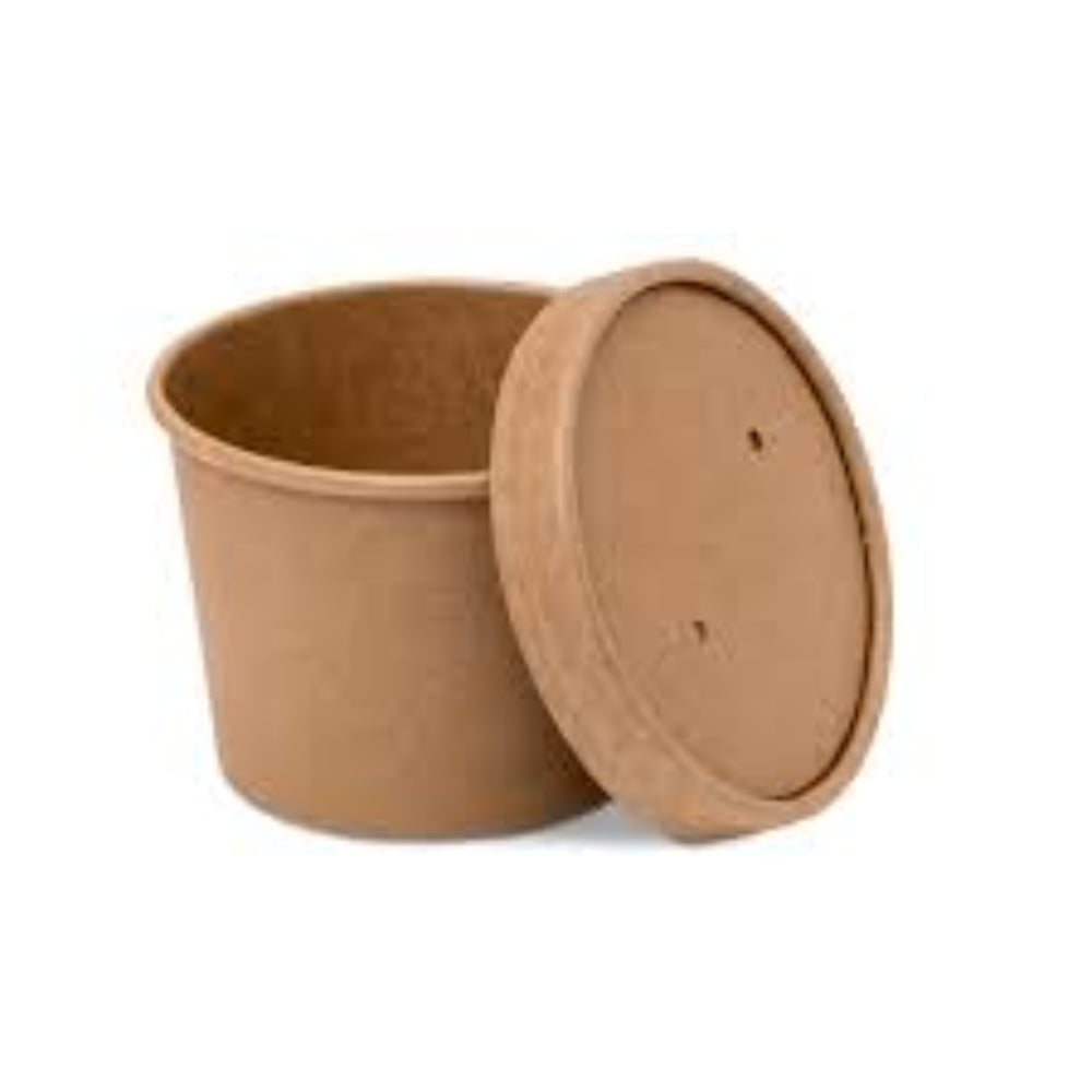 HRD GRAB&G PAPER SOUP CUP+LID (227ML/8OZ) KRAFT-25pcs