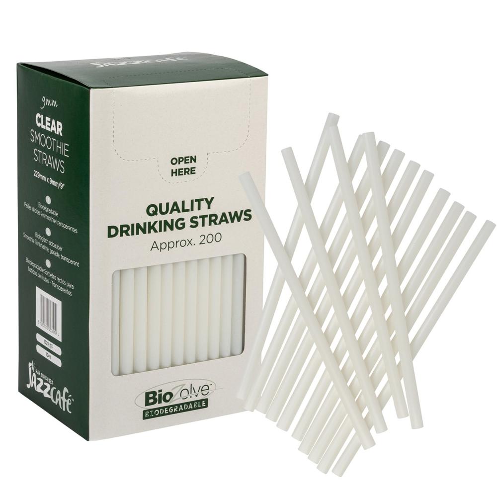 JAZZCAFE SMOOTHIE STRAW PLA (229X9MM/9) CLEAR BIODEG