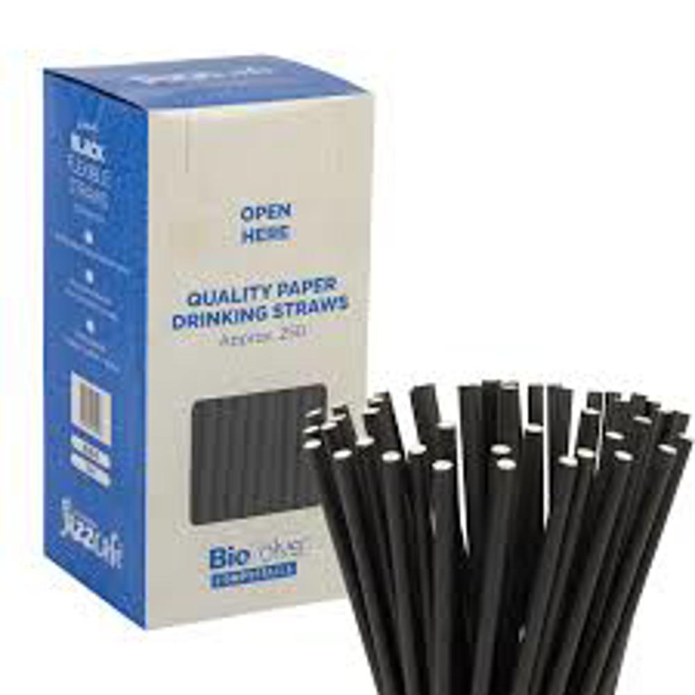 JAZZCAFE STRAIGHT BOTTLE STRAW PAPER (267X6MM/10.5) BLACK