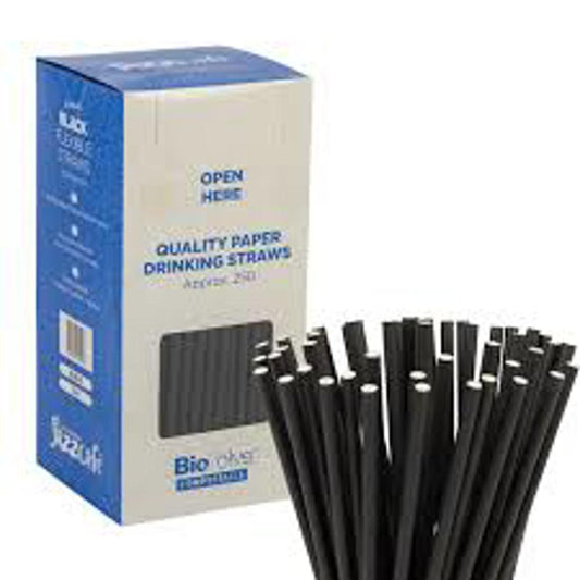 JAZZCAFE STRAIGHT BOTTLE STRAW PAPER (267X6MM/10.5) BLACK