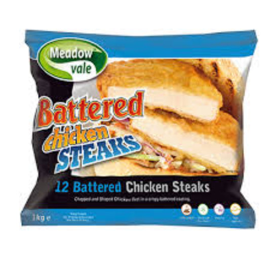 MEADOW VALE BATTERED CHICKEN STEAKS (85G)-1.02kg