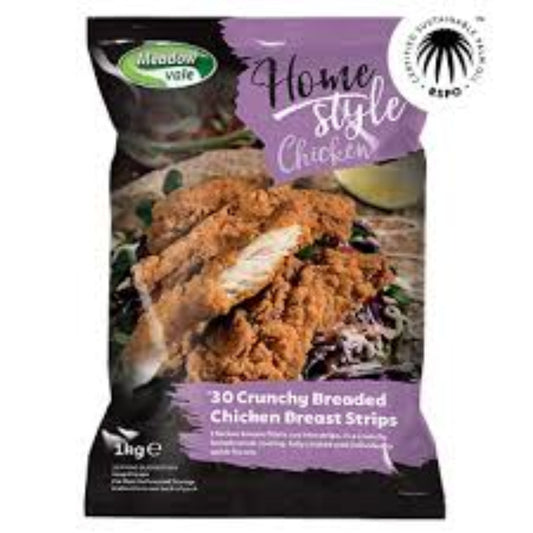 MEADOW VALE HOMESTYLE BREADED CHICKEN STRIPS (35G)-1kg