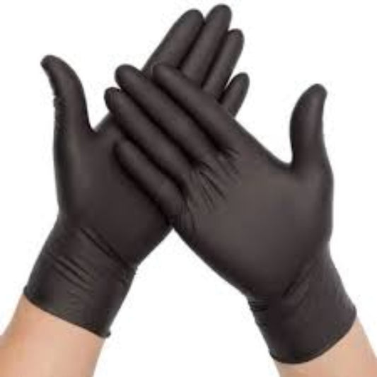MP LARGE NITRILE POWDERFREE GLOVES - BLACK-100PCS