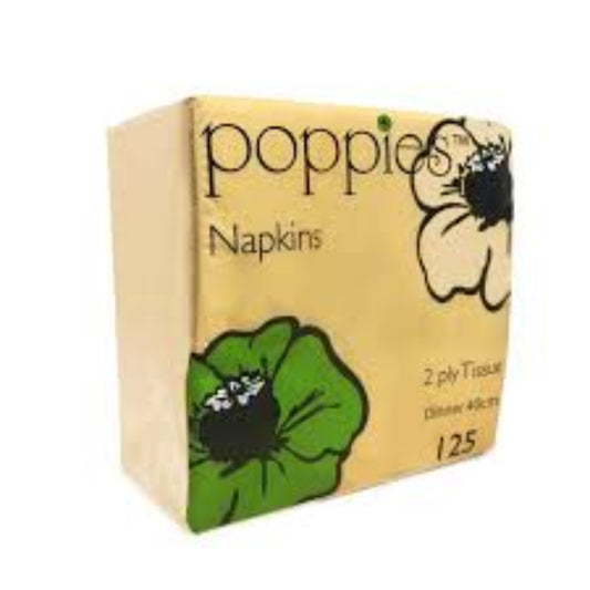 POPPIES SPD1262 - NAPKIN 2PLY 40CM 4-FOLD CHAMPAGNE-100PCS