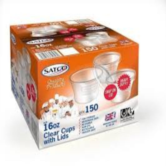 SATCO PLASTIC MICRO 16OZ POTS WITH LIDS-25pcs