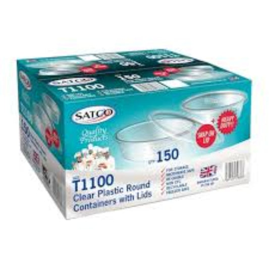 SATCO PLASTIC MICRO ROUND CONTAINER T1100 POTS 750ML WITH LIDS-50PCS