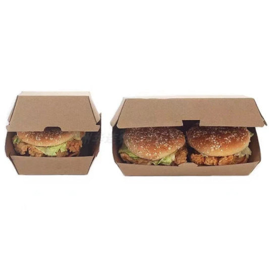 SHWN FOIL LINED PRINTED BURGER BOX BROWN HP6-200PCS