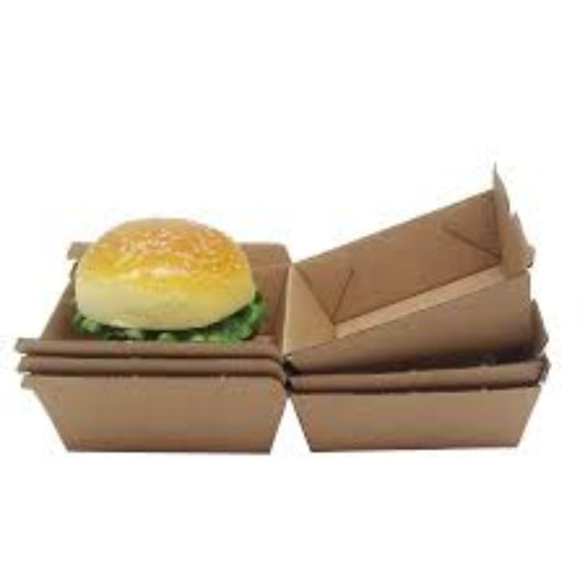 SHWN FOIL LINED PRINTED BURGER BOX BROWN HP9-200PCS