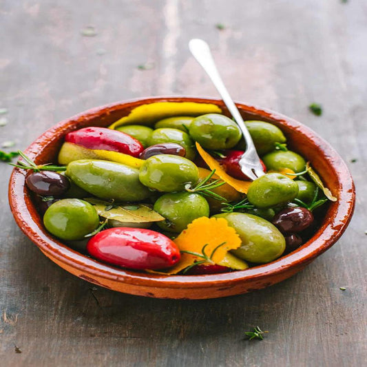 STAR CHERRY PEPPER MARINATED OLIVES