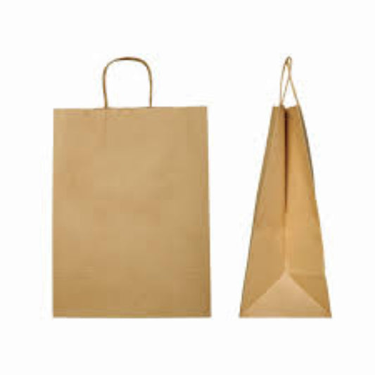 UKF ENJOY TWISTED HAND BROWN PAPER BAG SOS (320X210X320MM)-100PCS