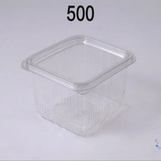 UKF MG 500CC CLEAR HINGED PLASTIC CONT-100PCS